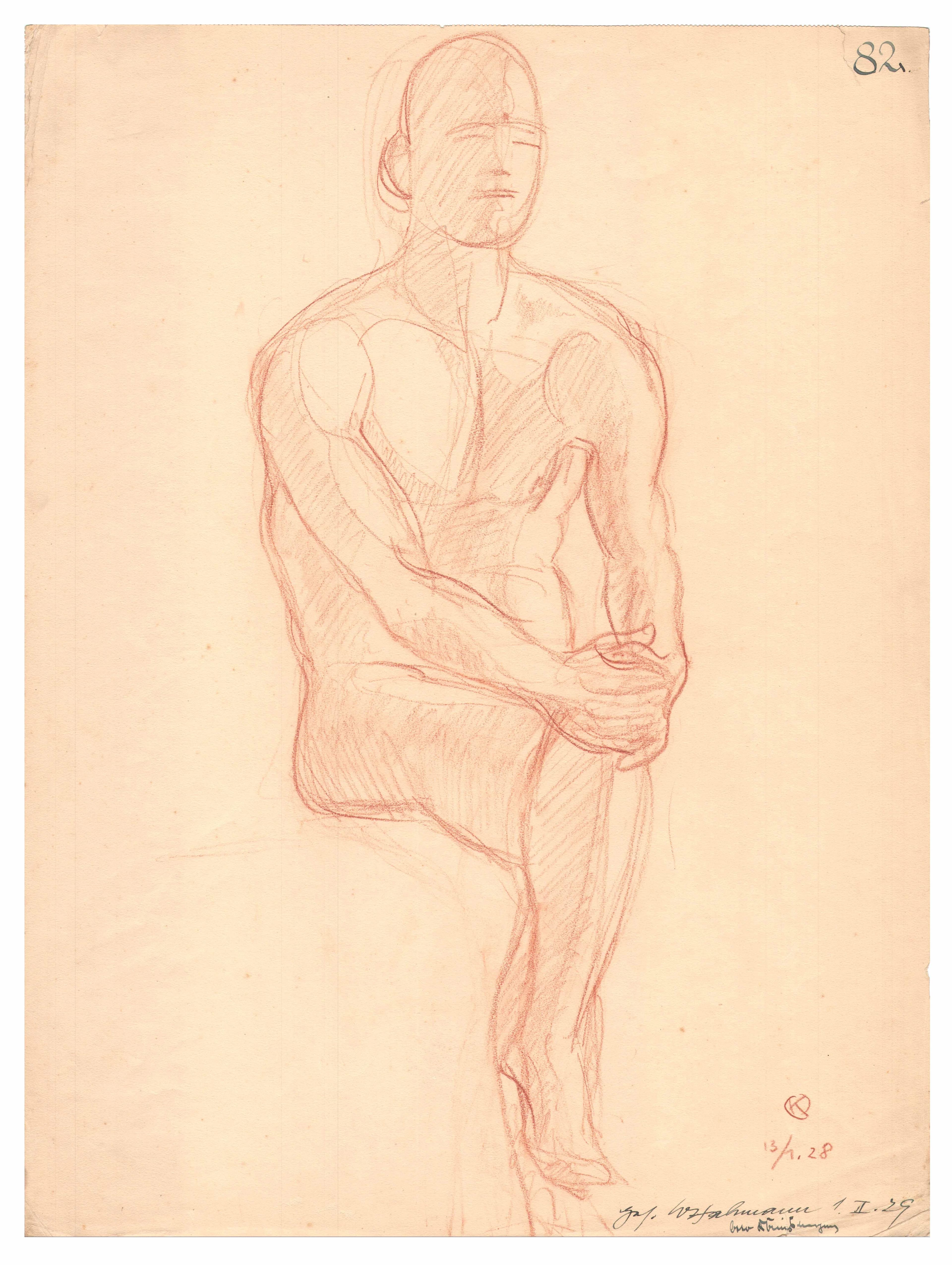 Otto Koenigsberger. Otto Koenigsberger, student drawings. Figure study, dated 13th January, 1928. Credit: AA Archives: 2012:P147