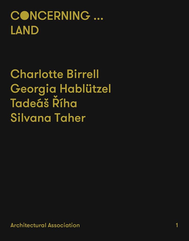 Black book cover for 'CONCERNING ... LAND' featuring four author names in light text.