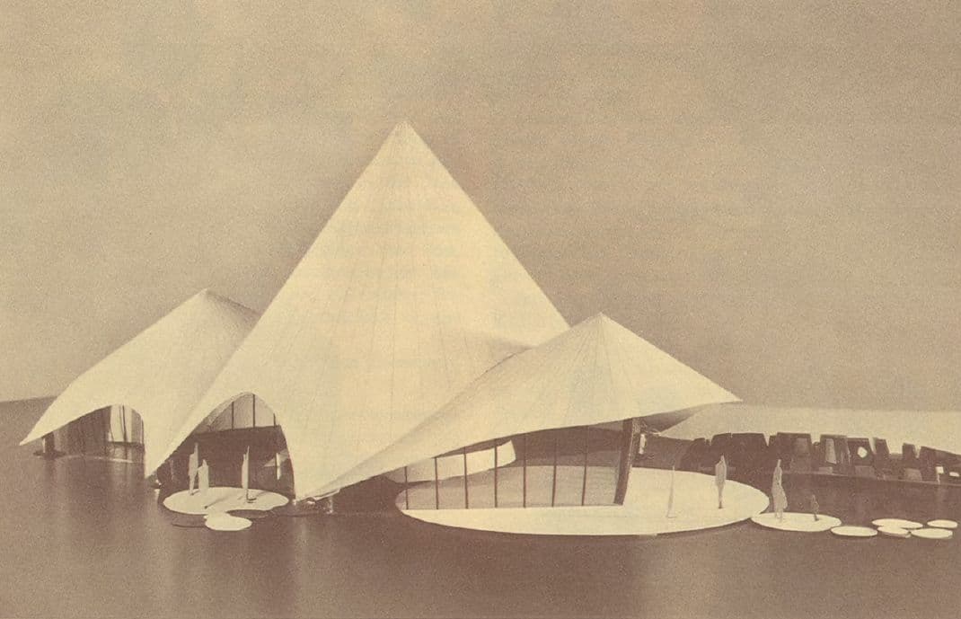 Photograph of the model for the Sierra Leone Pavilion at the New York World's Fair, 1964, taken from the commemorative brochure for the ground breaking 1963.