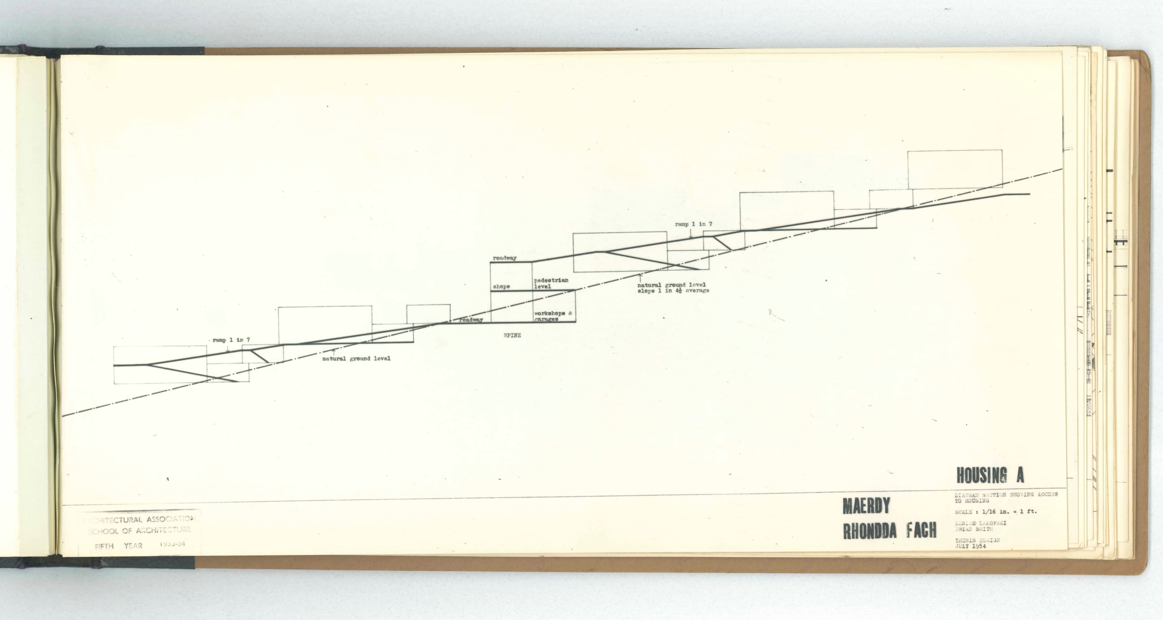 Denise Lakofski and Brian Smith, 'Maerdy Redevelopment, Rhondda Fach'. AA Fifth Year Thesis. The Architectural Archives, University of Pennsylvania. By the gift of Robert Venturi and Denise Scott Brown.