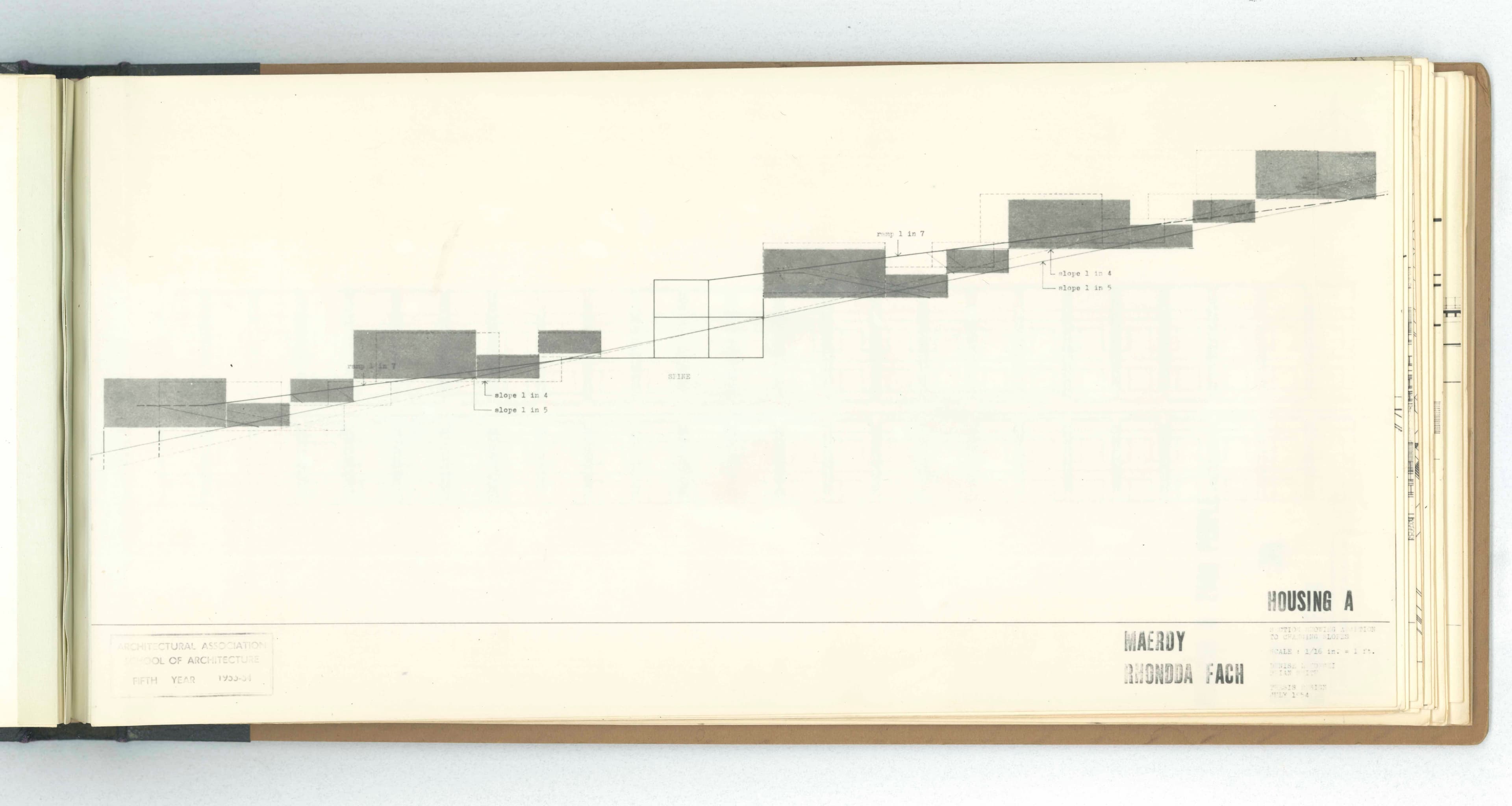 Denise Lakofski and Brian Smith, 'Maerdy Redevelopment, Rhondda Fach'. AA Fifth Year Thesis. The Architectural Archives, University of Pennsylvania. By the gift of Robert Venturi and Denise Scott Brown.