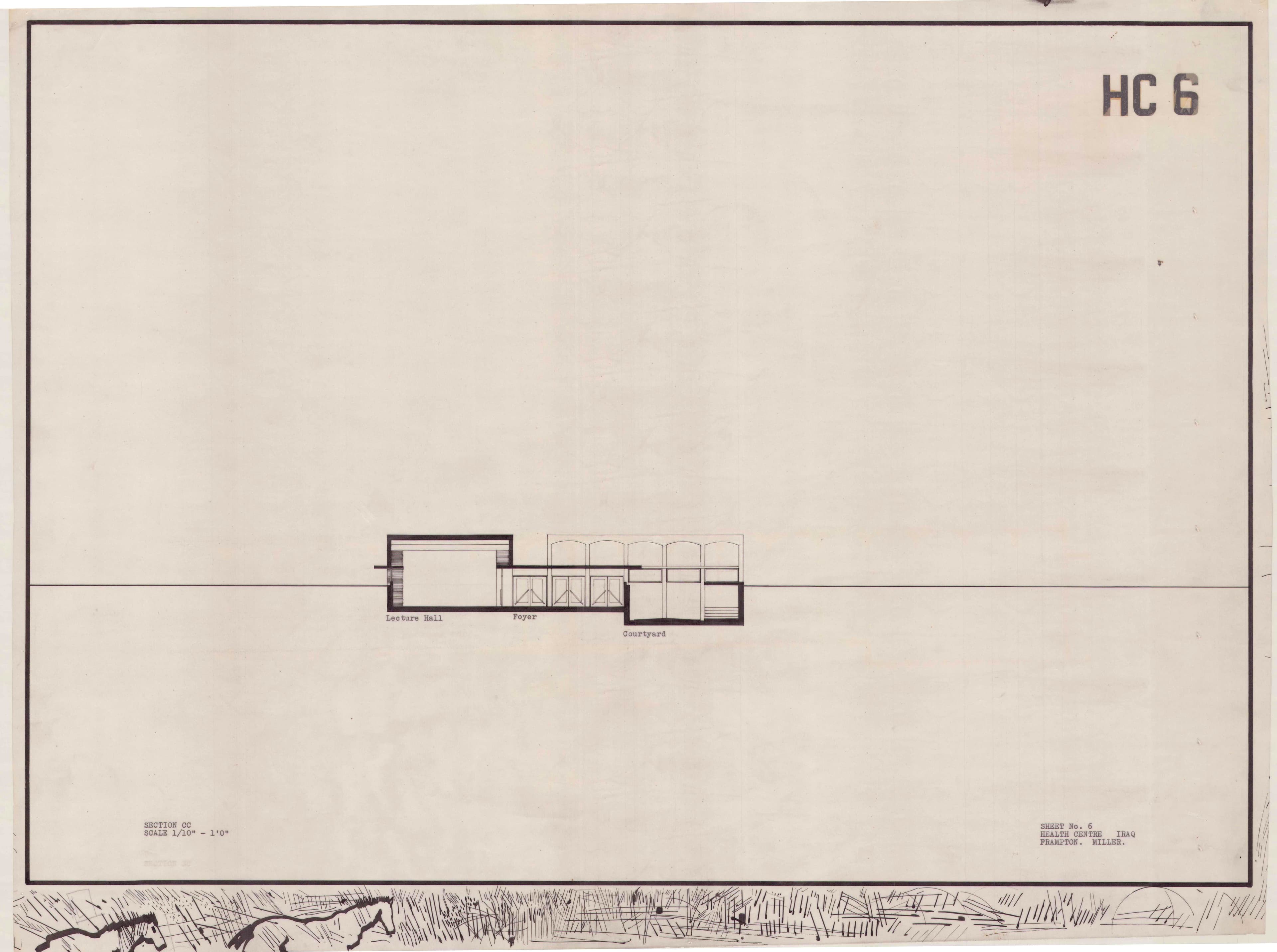 John Miller and Kenneth Frampton, 'Health Centre in Iraq', AA Department of Tropical Architecture, 1955