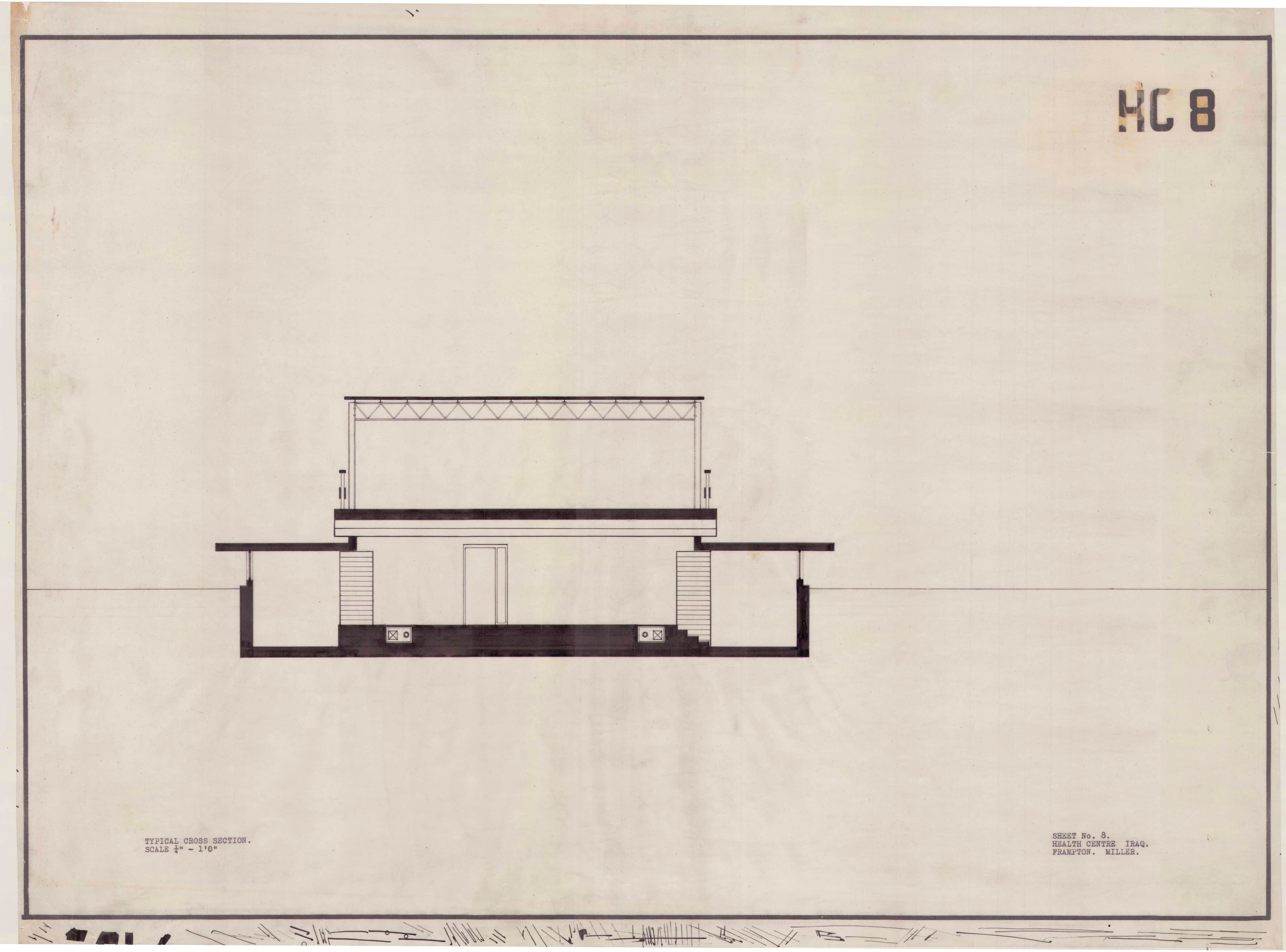 John Miller and Kenneth Frampton, 'Health Centre in Iraq', AA Department of Tropical Architecture, 1955