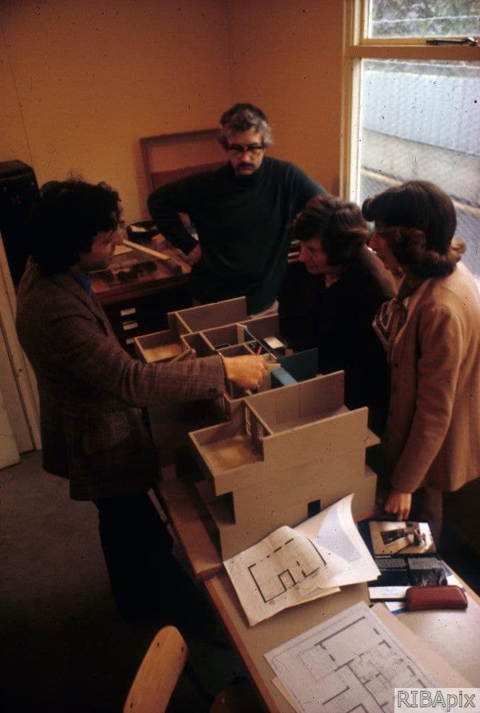 Primary Supports Structure Housing Action Kit (PSSHAK) model being presented by Hamdi and Wilkinson, 1971