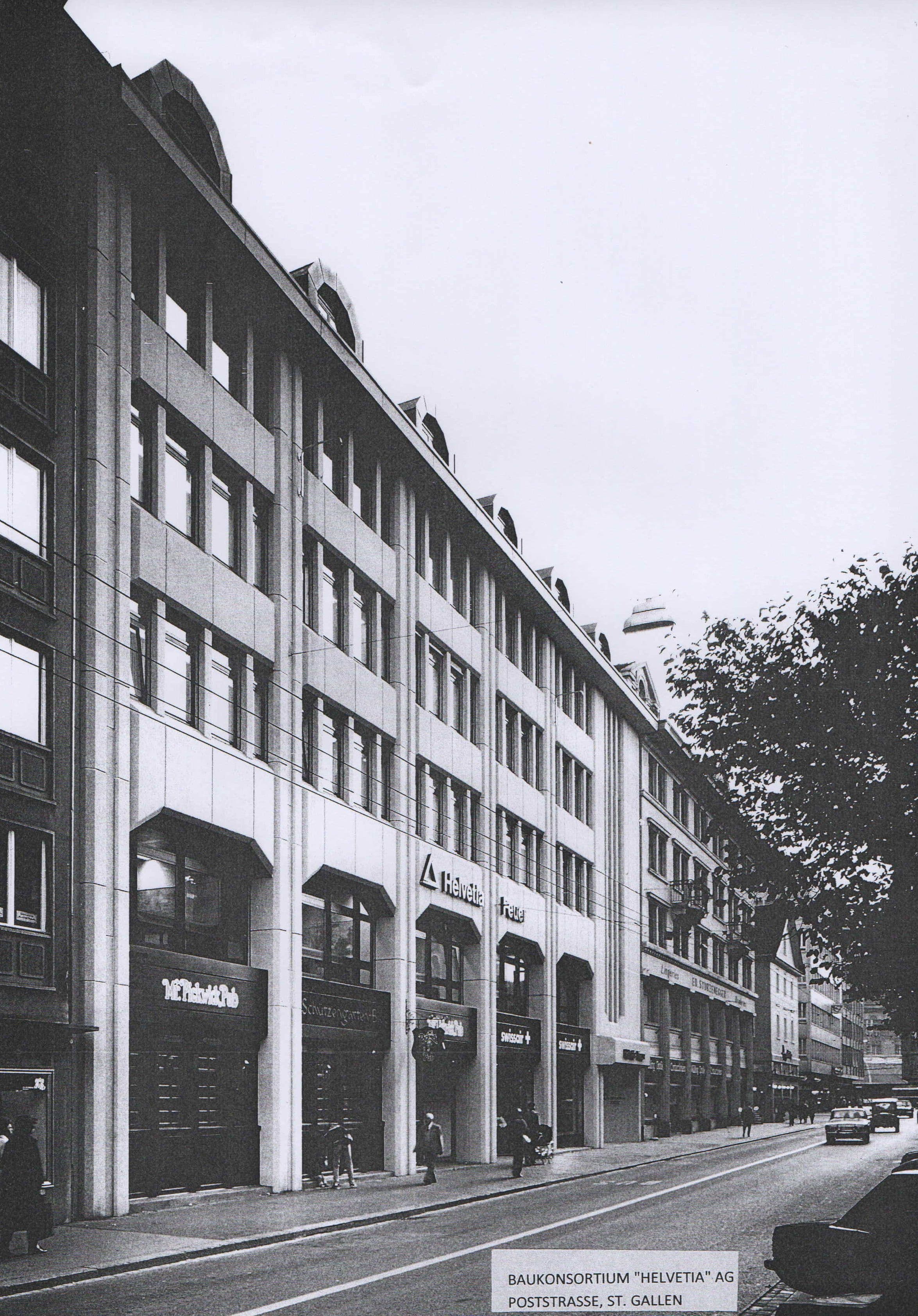 John Steerwood (for Danzeisen + Voser), Commercial building, Helvetica Group, St Gallen, Switzerland, c1980. Photograph.