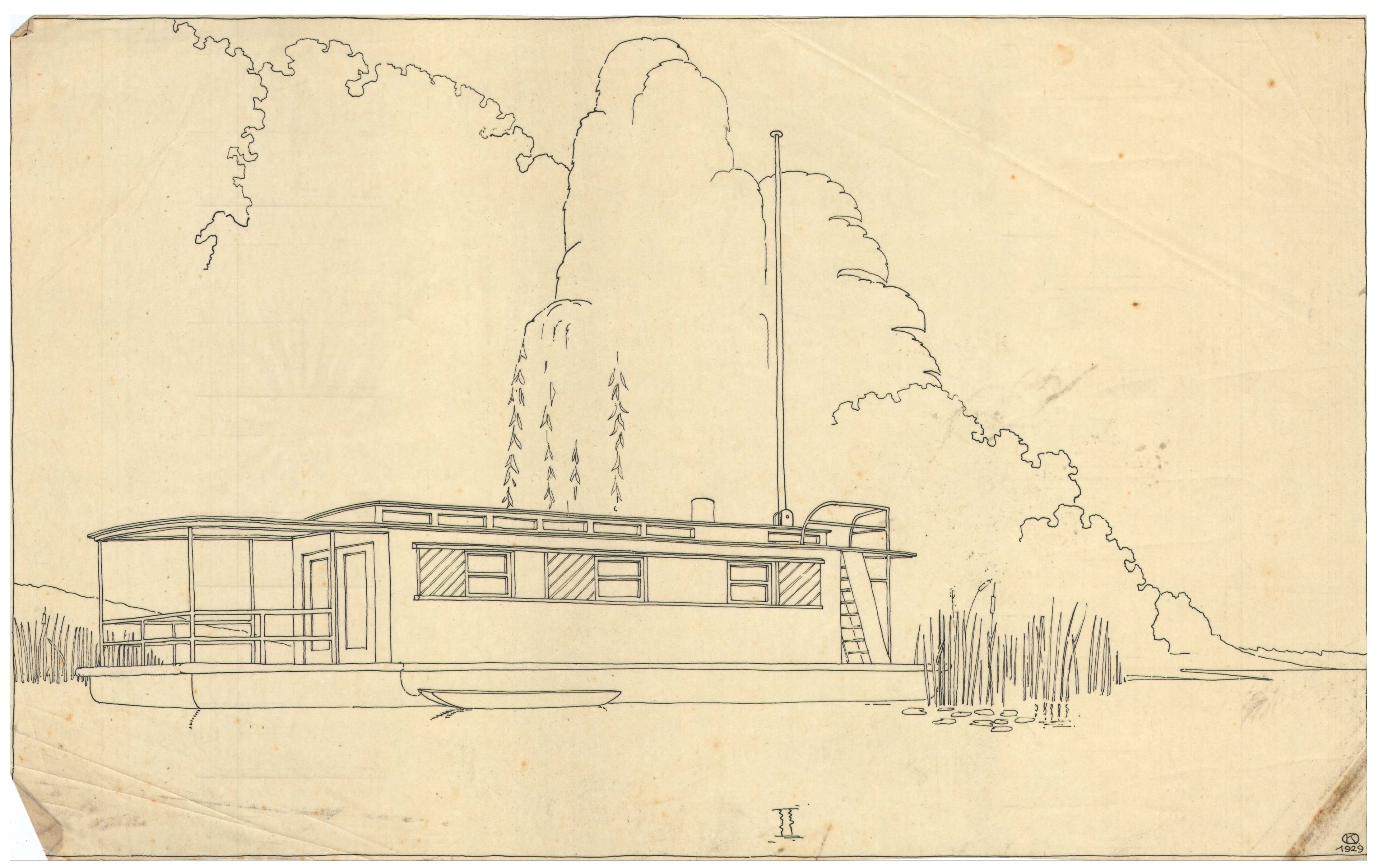 Otto Koenigsberger. Otto Keonigsberger, design for a boathouse, 1929. Credit: AA Archives: 2012:P147