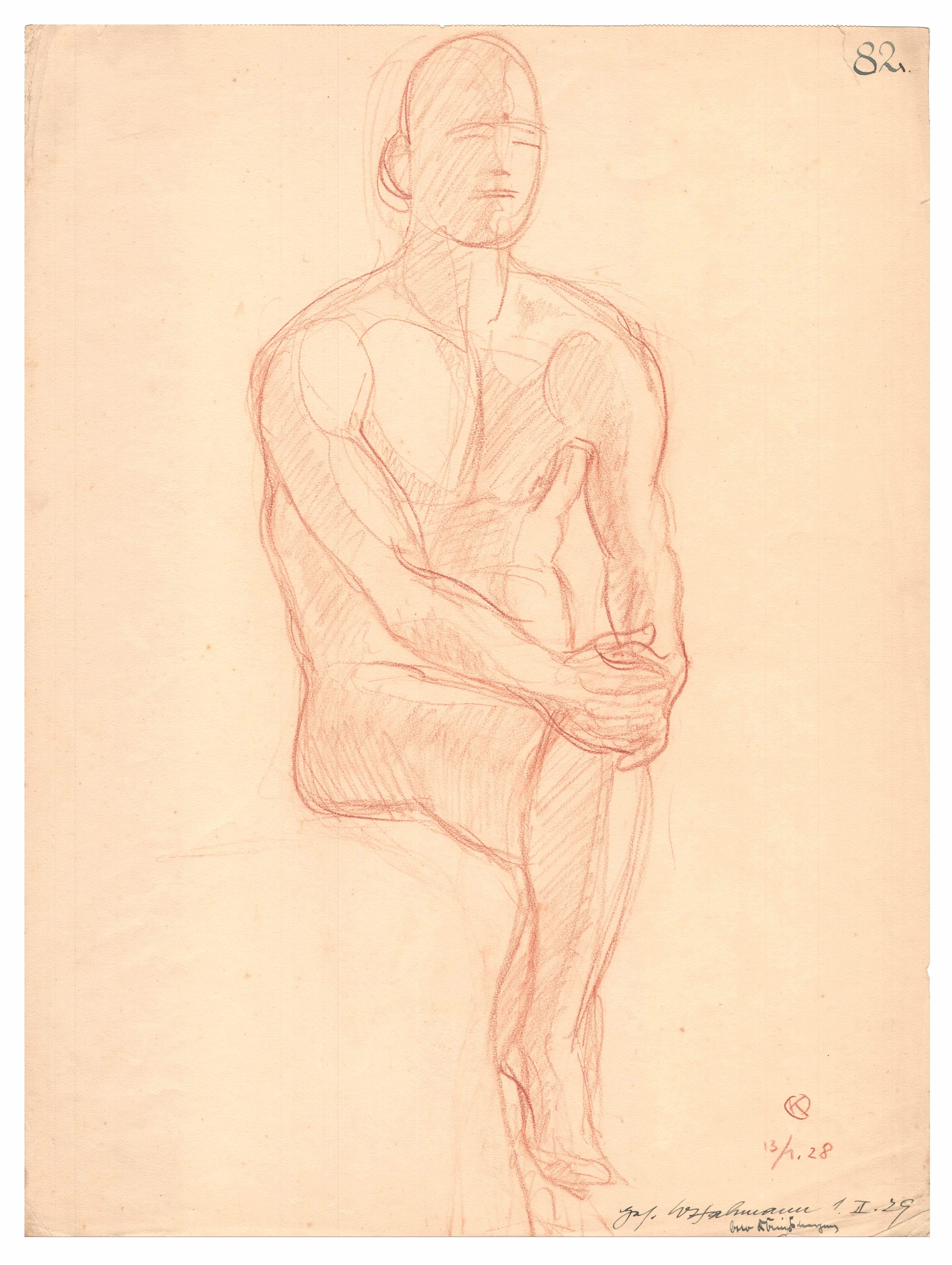 Otto Koenigsberger. Otto Koenigsberger, student drawings. Figure study, dated 13th January, 1928. Credit: AA Archives: 2012:P147