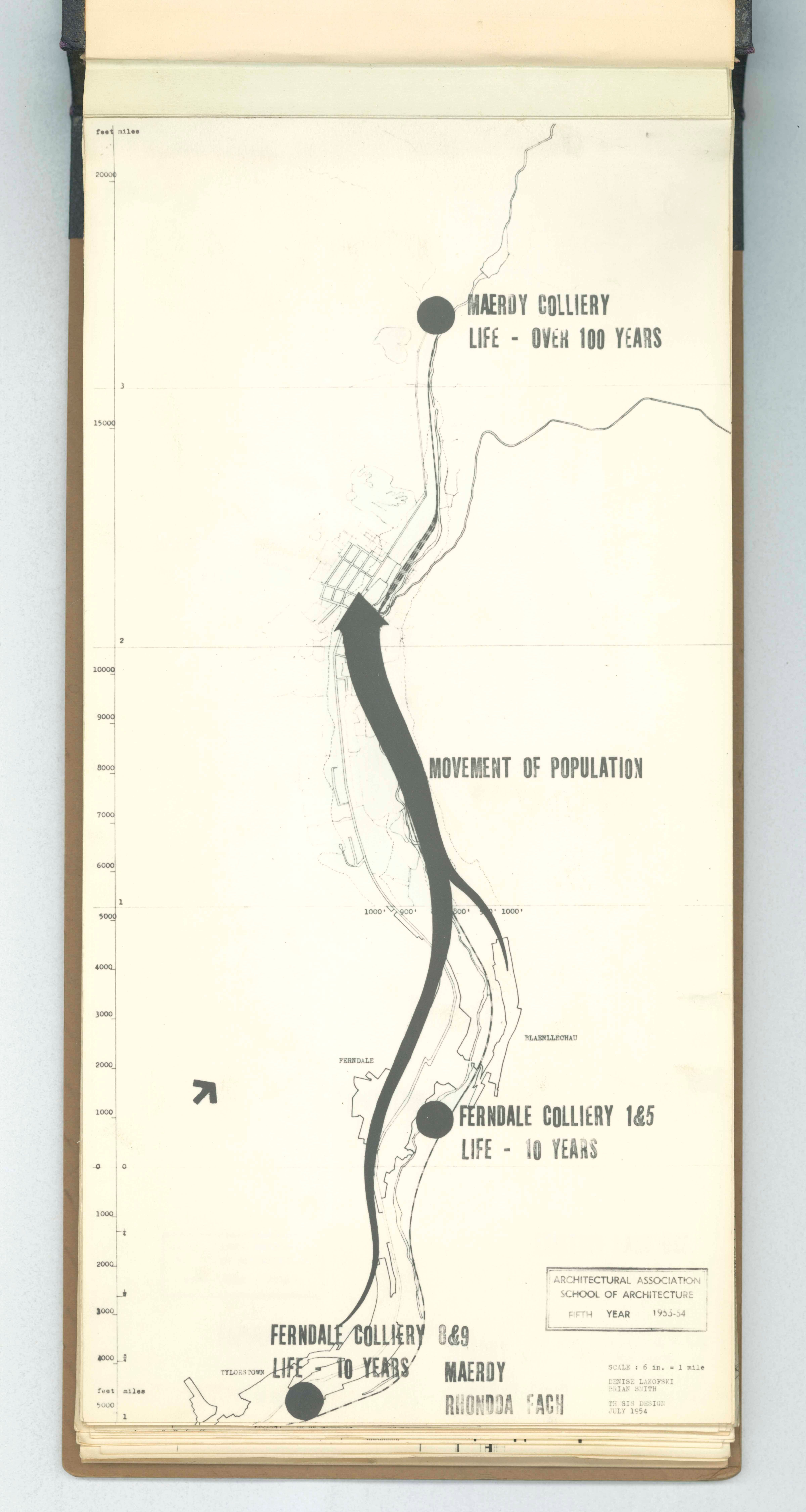 Denise Lakofski and Brian Smith, 'Maerdy Redevelopment, Rhondda Fach'. AA Fifth Year Thesis. The Architectural Archives, University of Pennsylvania. By the gift of Robert Venturi and Denise Scott Brown.