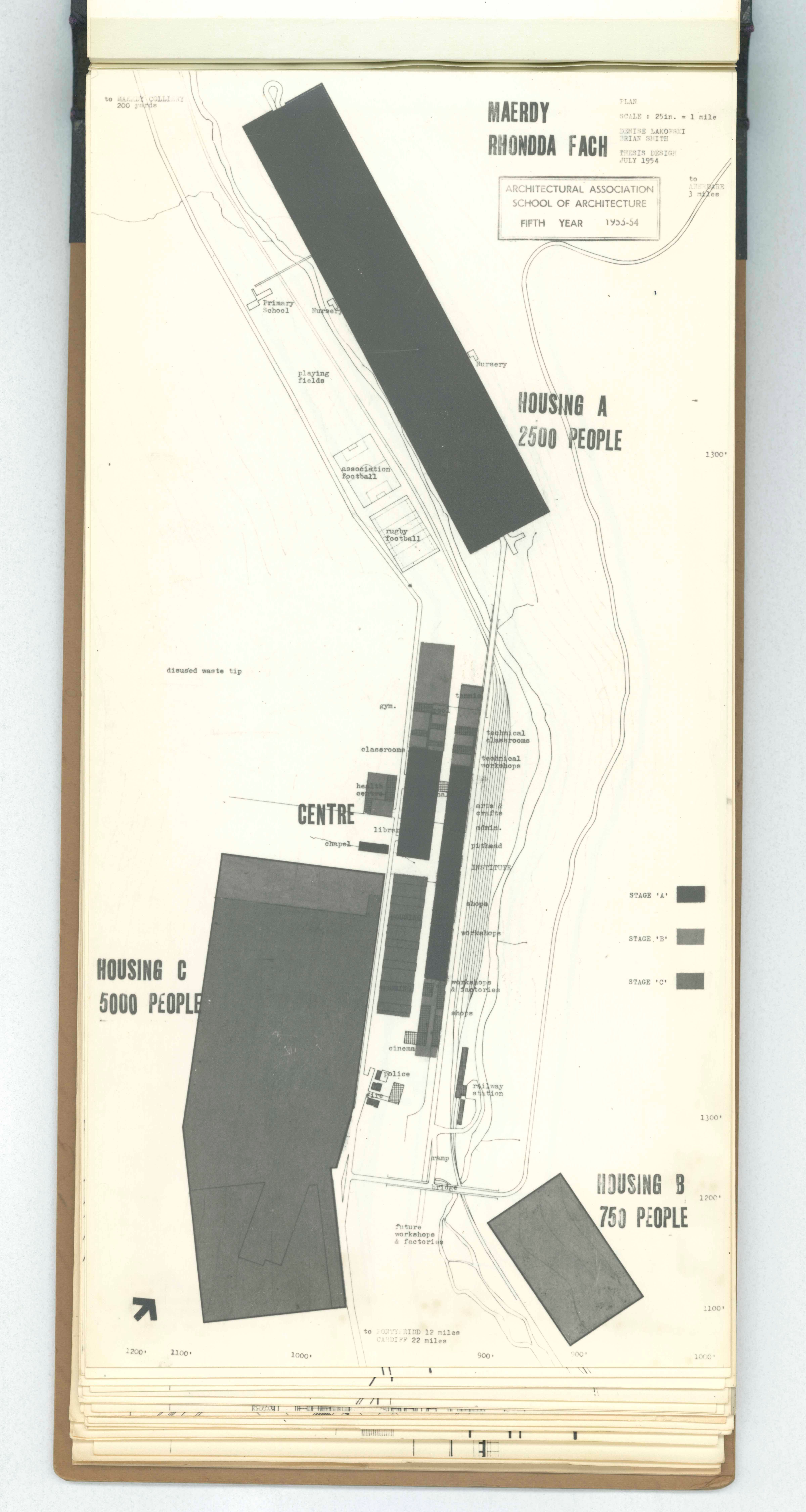Denise Lakofski and Brian Smith, 'Maerdy Redevelopment, Rhondda Fach'. AA Fifth Year Thesis. The Architectural Archives, University of Pennsylvania. By the gift of Robert Venturi and Denise Scott Brown.
