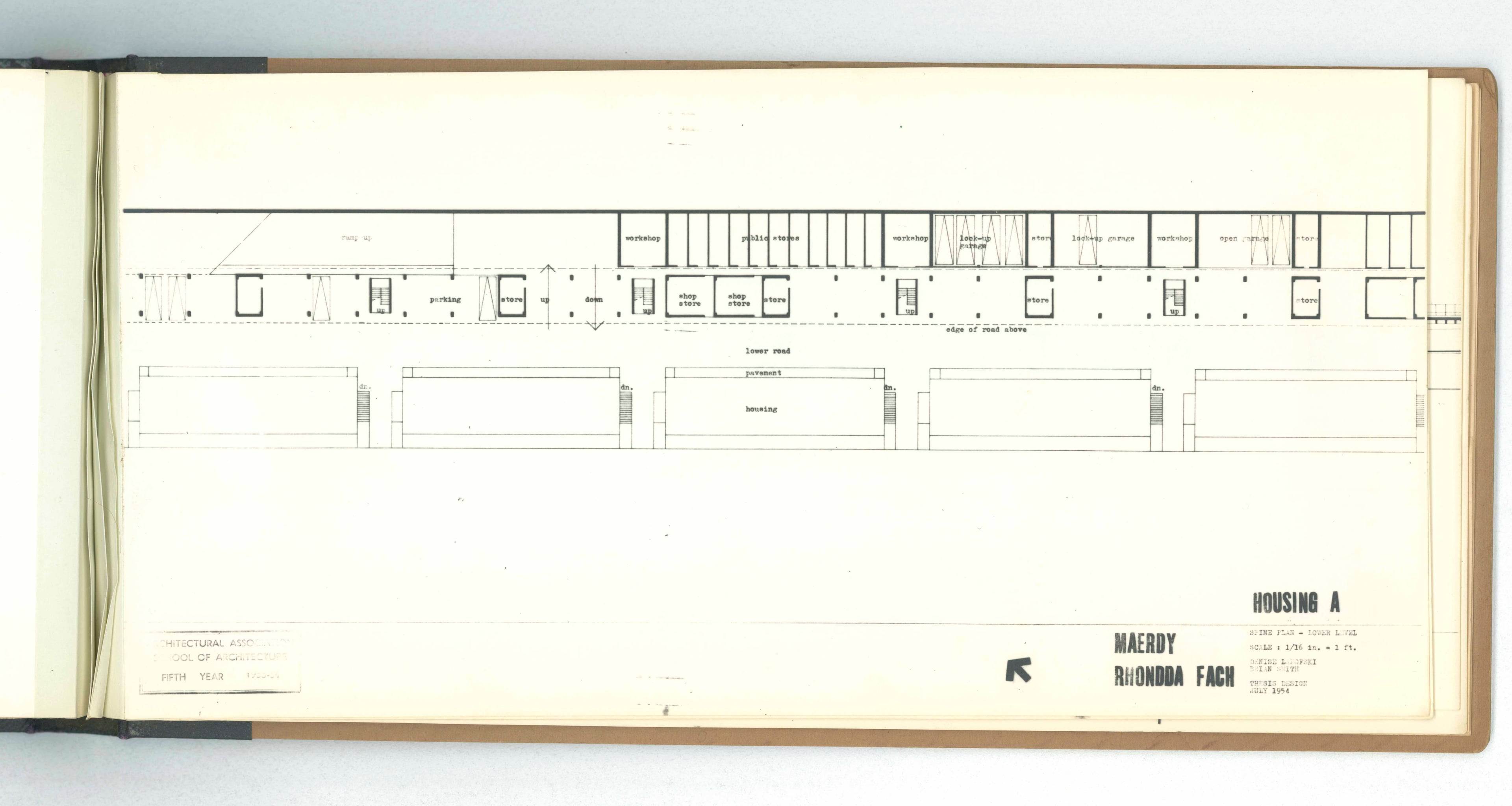 Denise Lakofski and Brian Smith, 'Maerdy Redevelopment, Rhondda Fach'. AA Fifth Year Thesis. The Architectural Archives, University of Pennsylvania. By the gift of Robert Venturi and Denise Scott Brown.