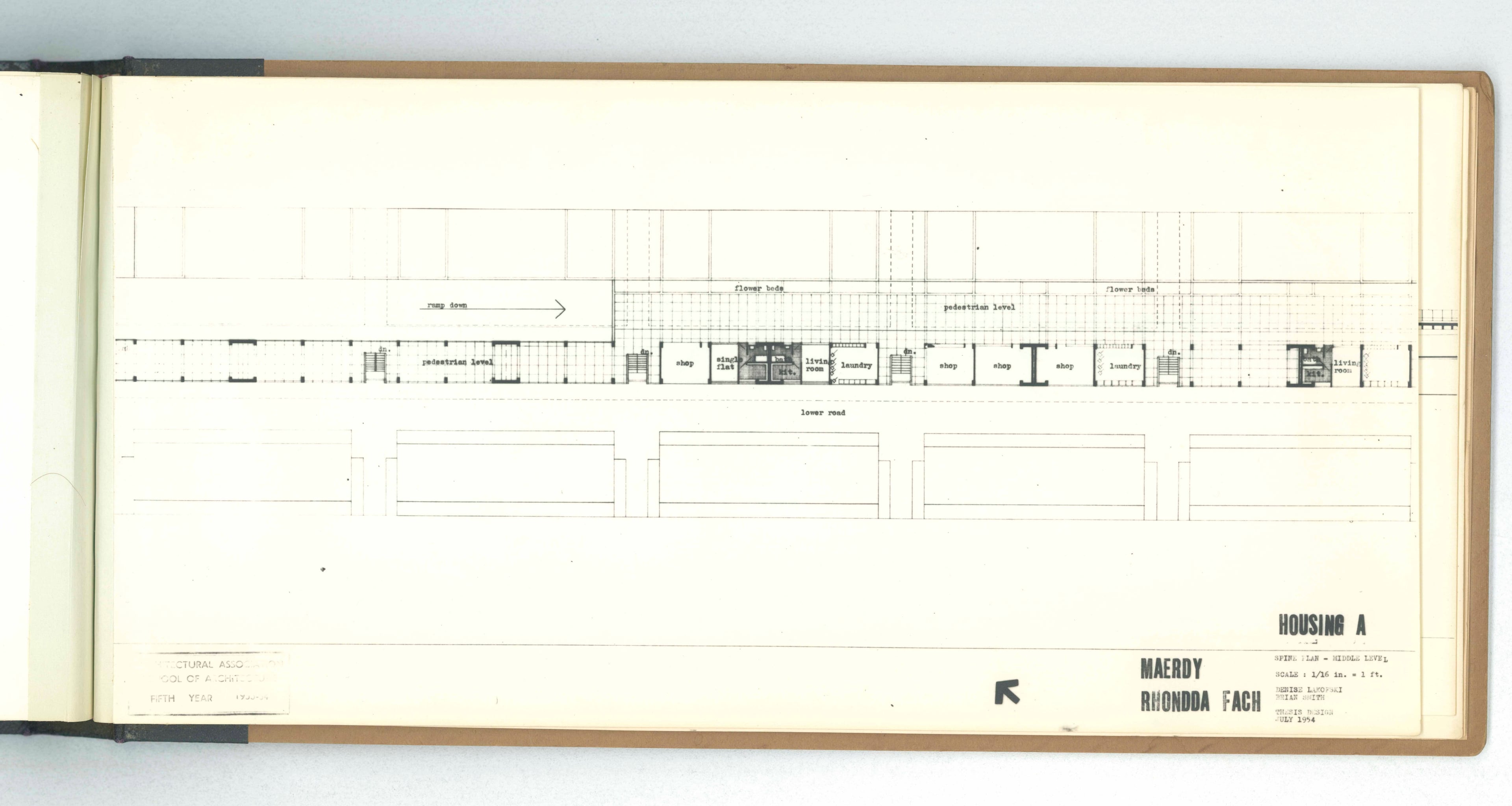 Denise Lakofski and Brian Smith, 'Maerdy Redevelopment, Rhondda Fach'. AA Fifth Year Thesis. The Architectural Archives, University of Pennsylvania. By the gift of Robert Venturi and Denise Scott Brown.