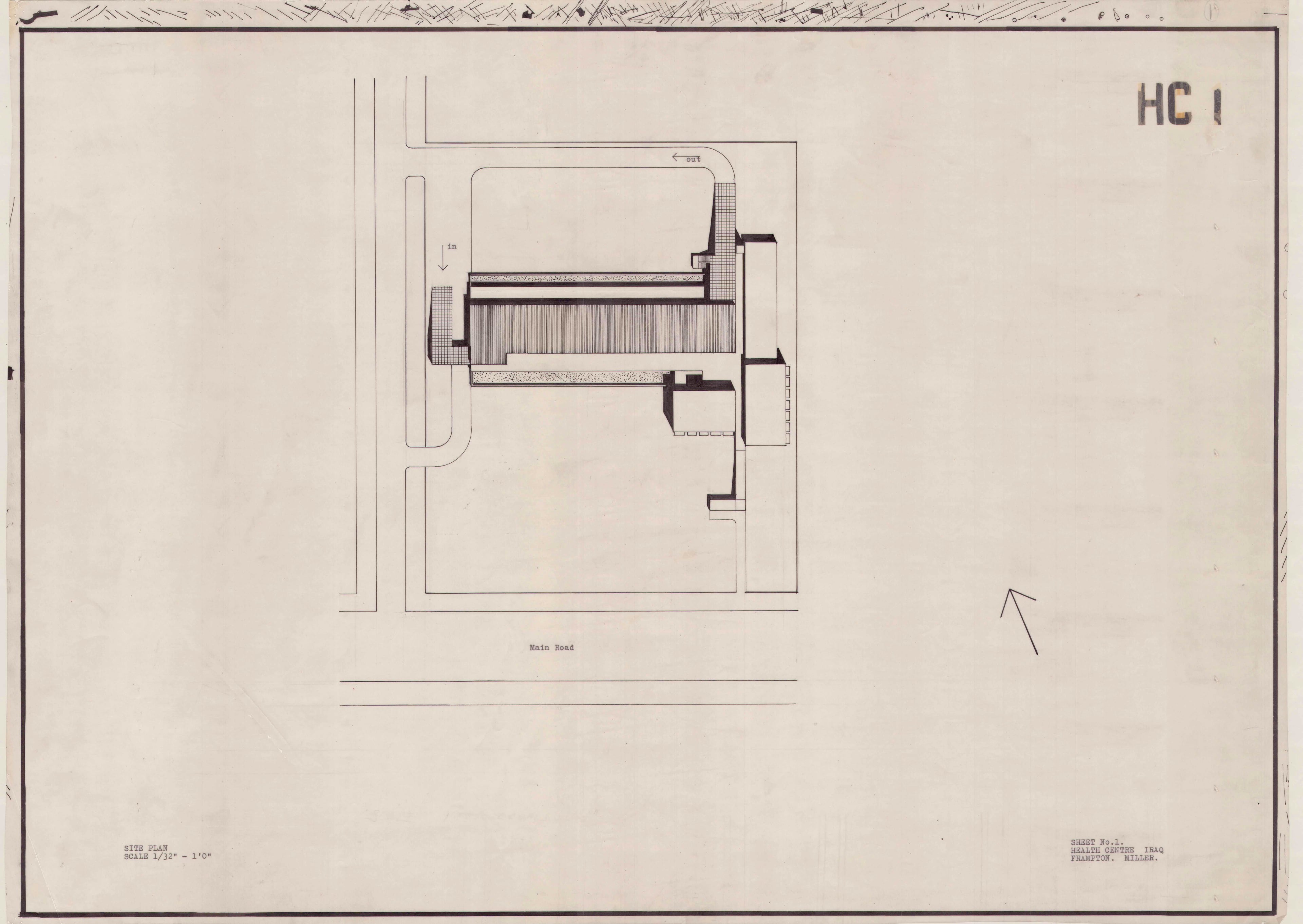 John Miller and Kenneth Frampton, 'Health Centre in Iraq', AA Department of Tropical Architecture, 1955