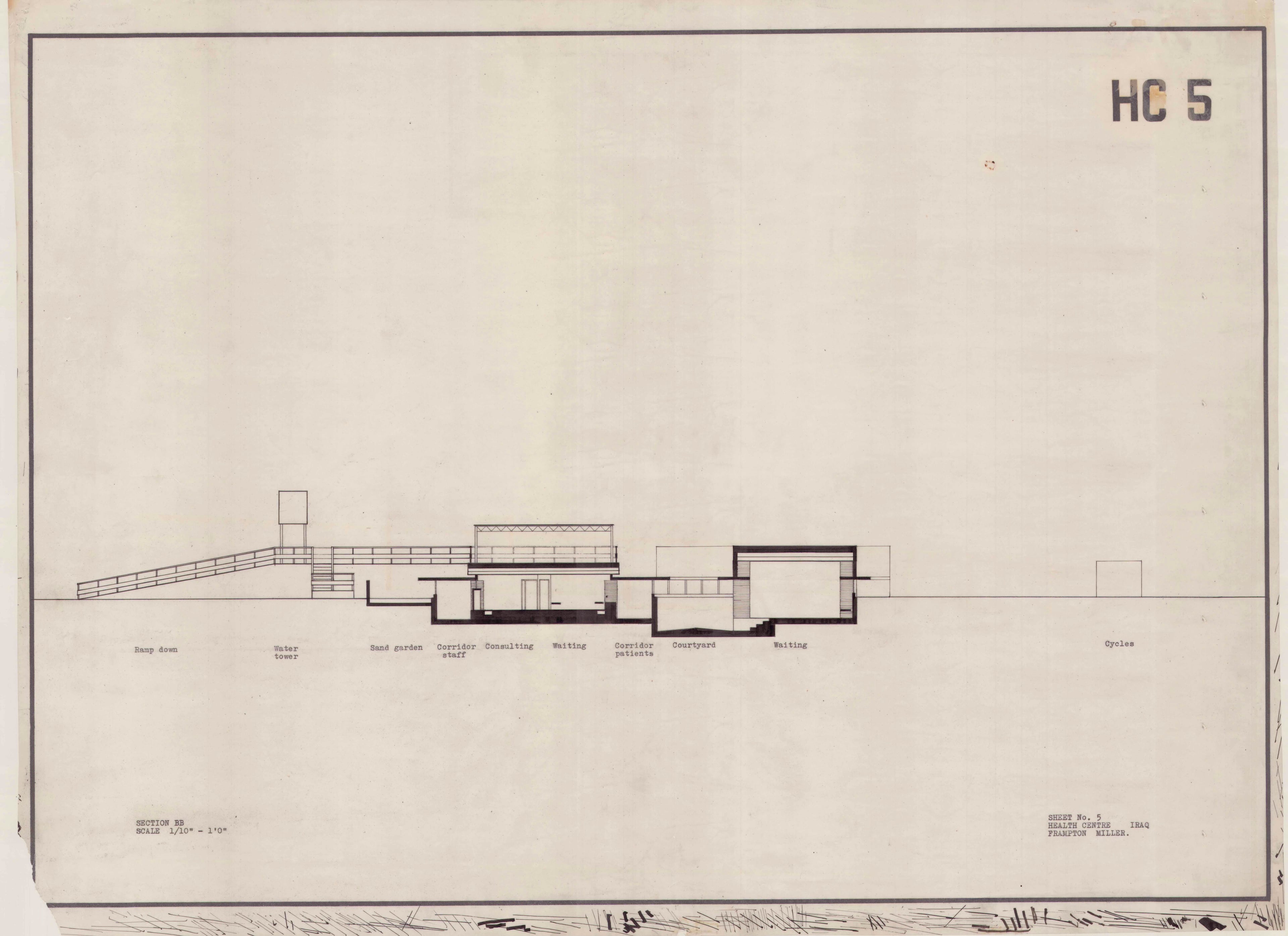 John Miller and Kenneth Frampton, 'Health Centre in Iraq', AA Department of Tropical Architecture, 1955