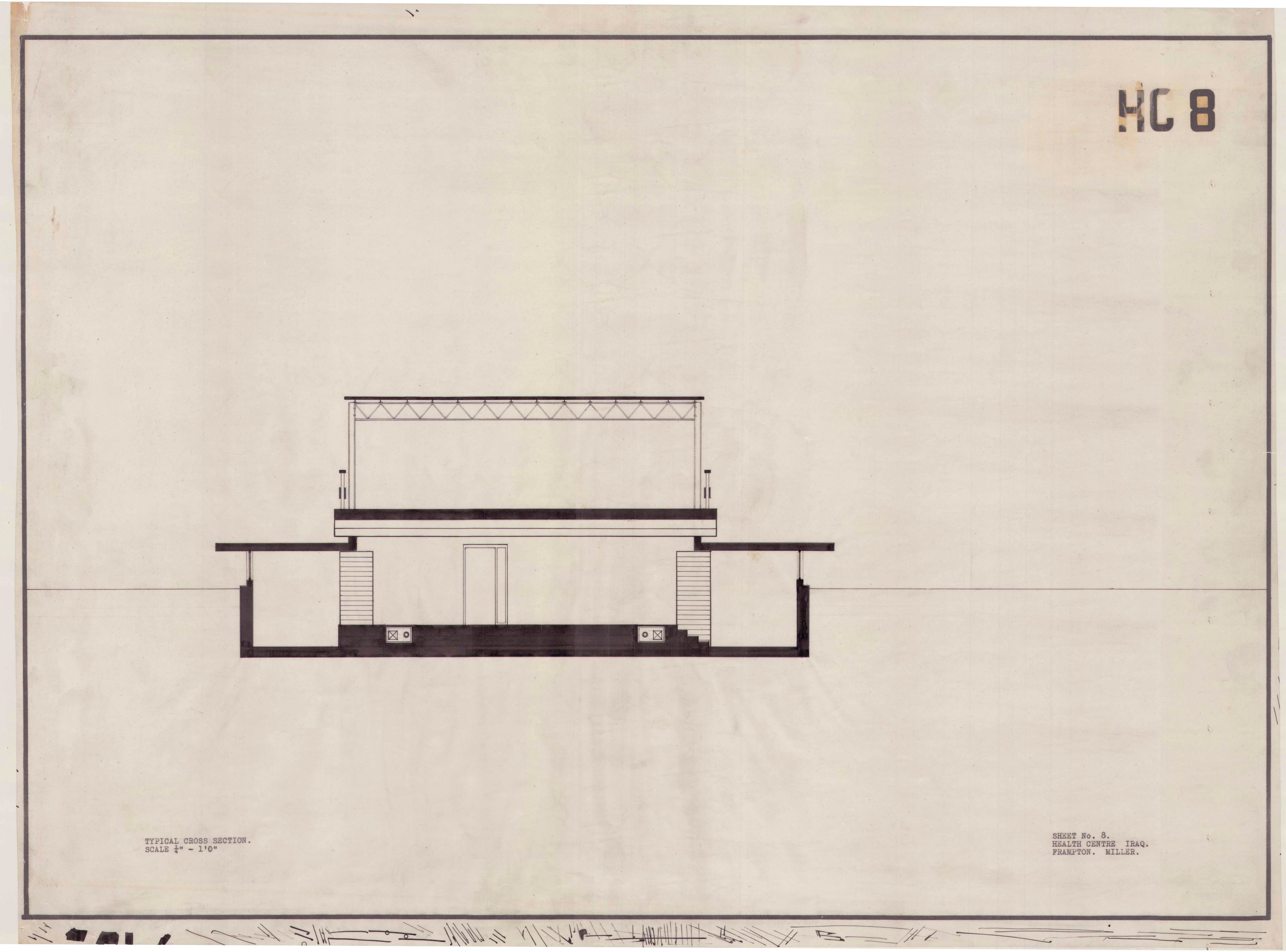 John Miller and Kenneth Frampton, 'Health Centre in Iraq', AA Department of Tropical Architecture, 1955