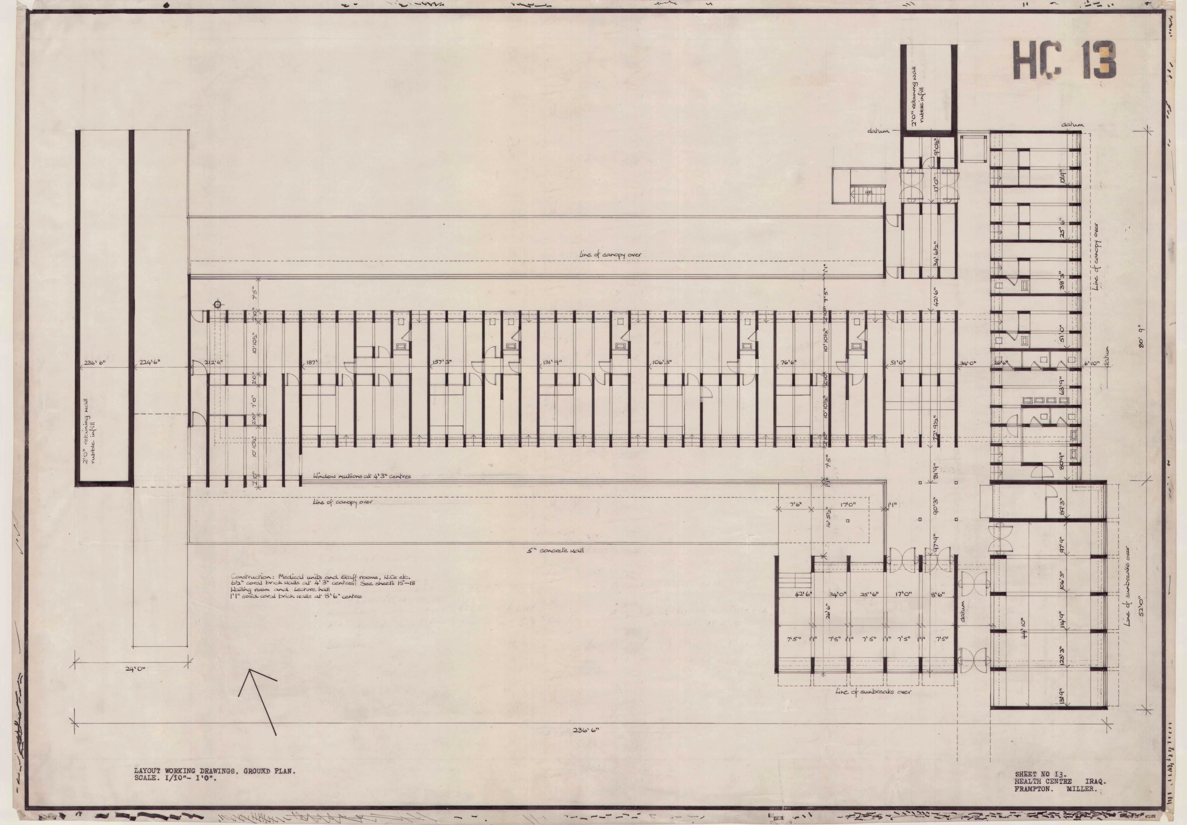 John Miller and Kenneth Frampton, 'Health Centre in Iraq', AA Department of Tropical Architecture, 1955
