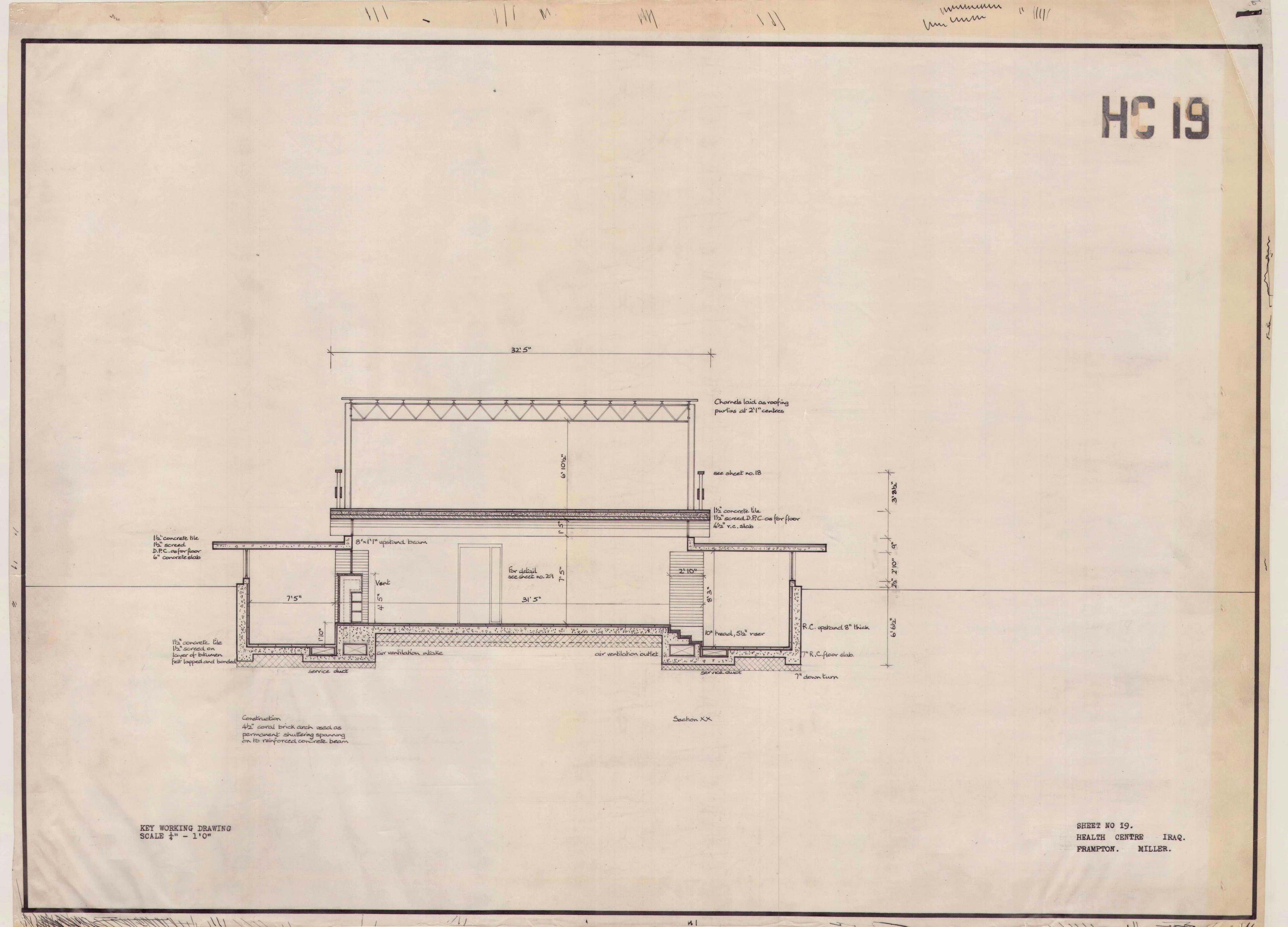 John Miller and Kenneth Frampton, 'Health Centre in Iraq', AA Department of Tropical Architecture, 1955