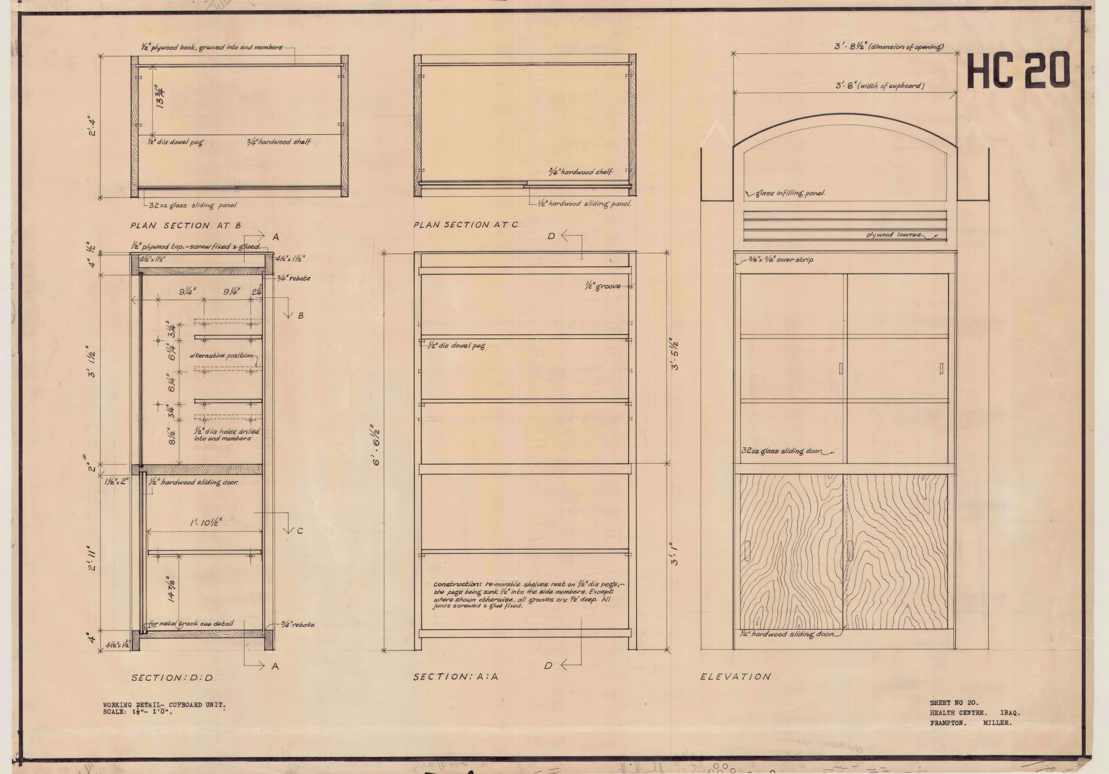 John Miller and Kenneth Frampton, 'Health Centre in Iraq', AA Department of Tropical Architecture, 1955