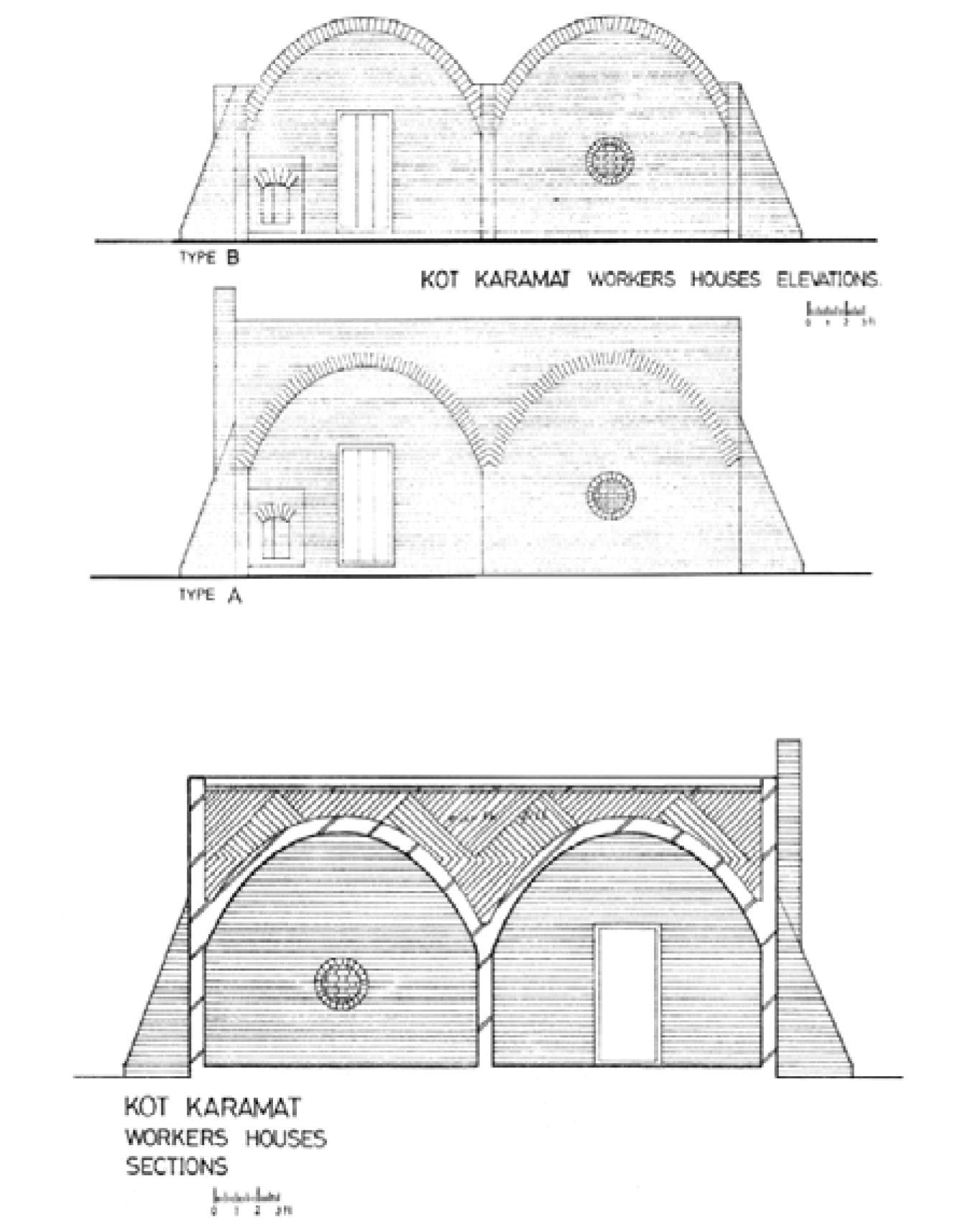Kamil Khan Mumtaz, Design for Workers Houses at Kot Karamat, 1970.