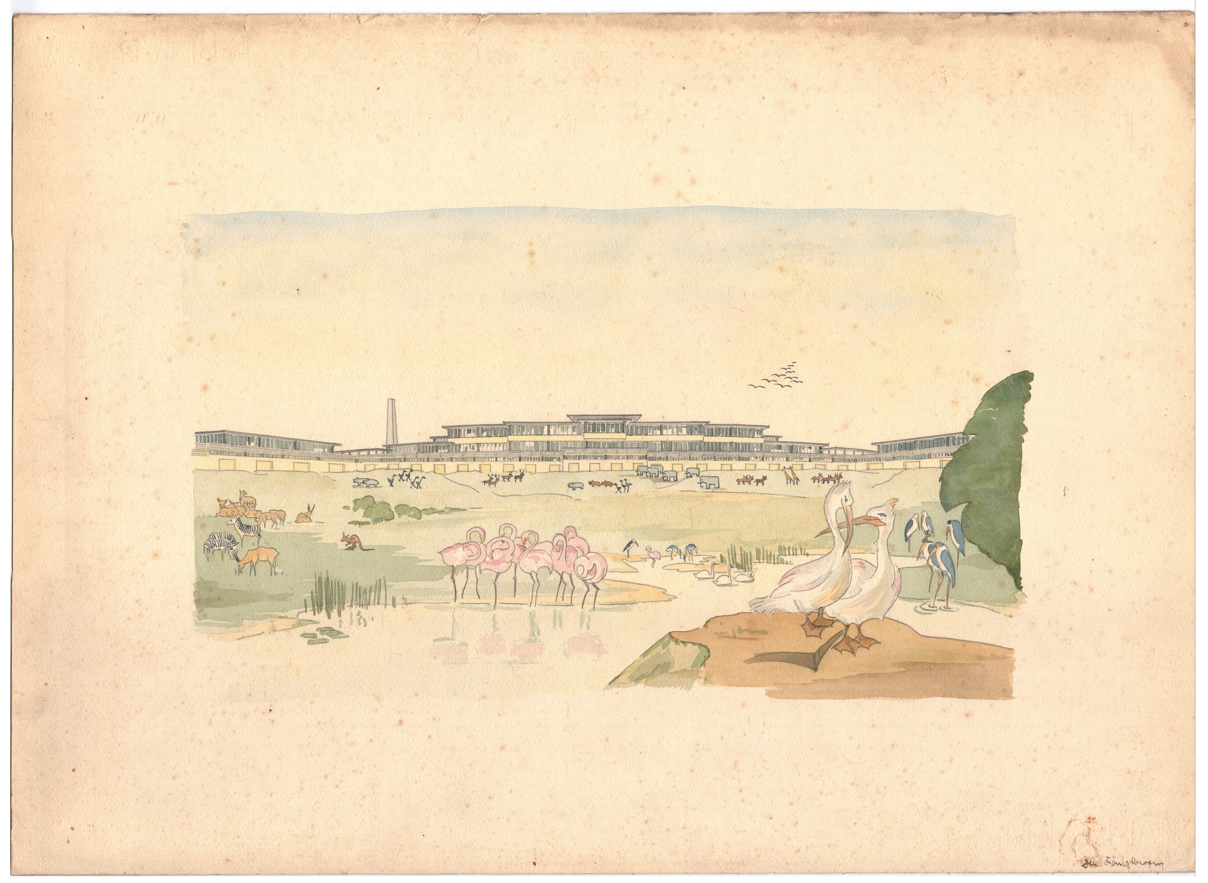 Otto Koenigsberger. Otto Koenigsberger, Technische Hochschule Diploma Project, 'Zoological Garden', 1931. Credit: AA Archives: 2012:P147