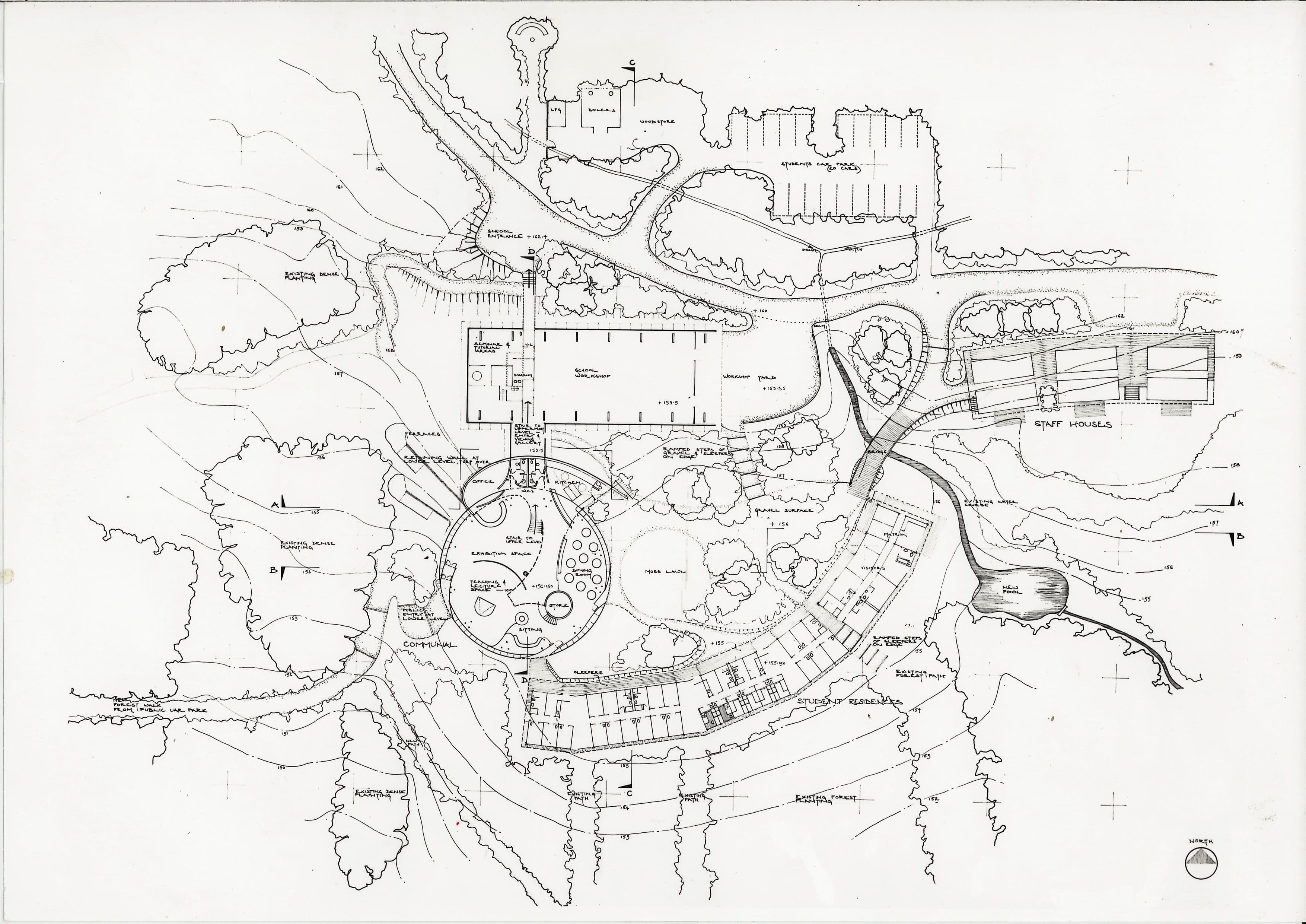 The first masterplan for the Hooke Park campus, 1983. Courtesy ABK Architects.