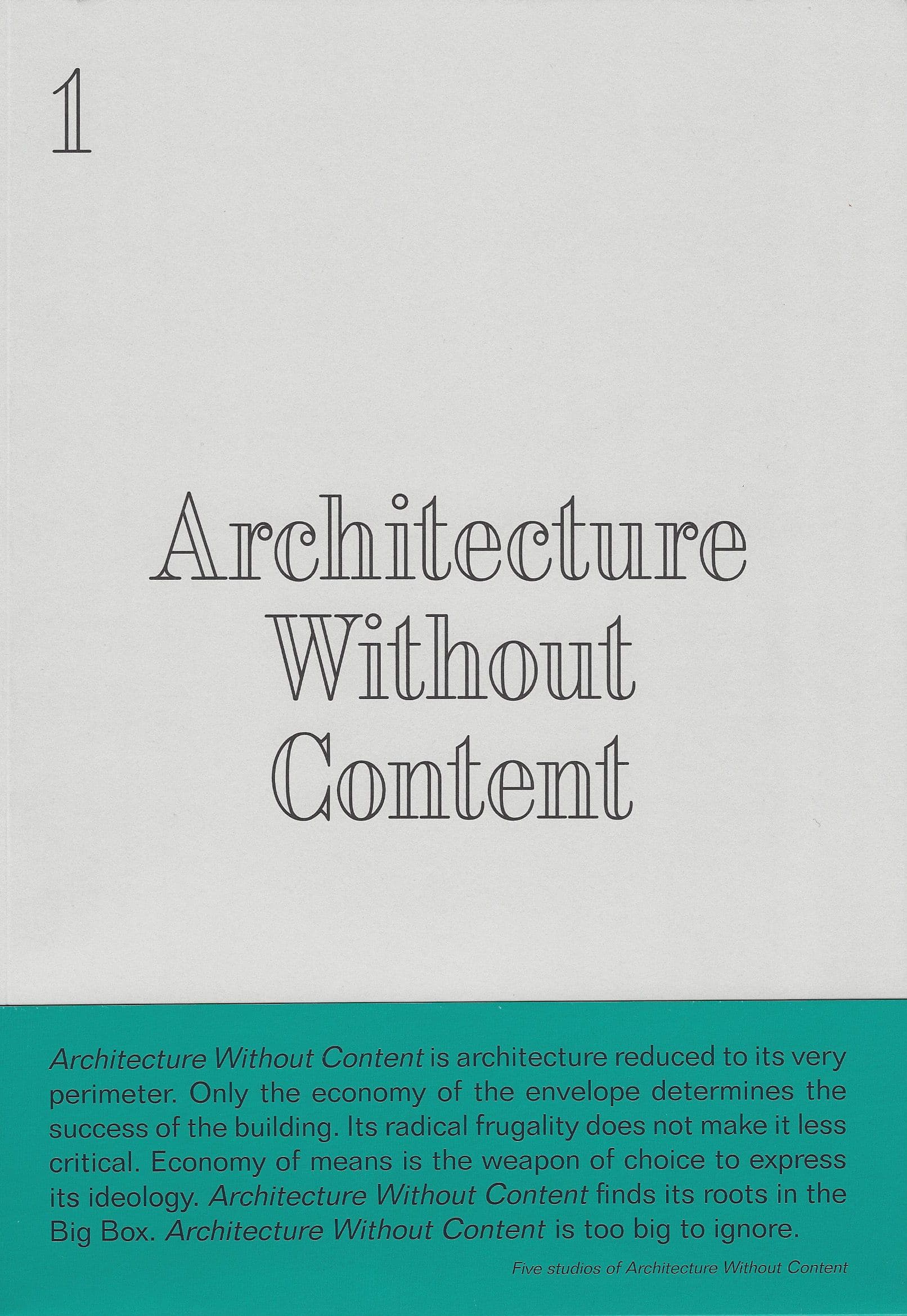 Cover artwork for Architecture Without Content